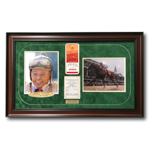 Mike Smith Triple Crown Framed Signed 8X10 Photo Justify COA PSA/DNA W/ Ticket