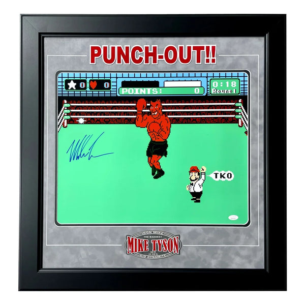 Mike Tyson Autographed Nintendo Punch out 16x20 Photo Framed