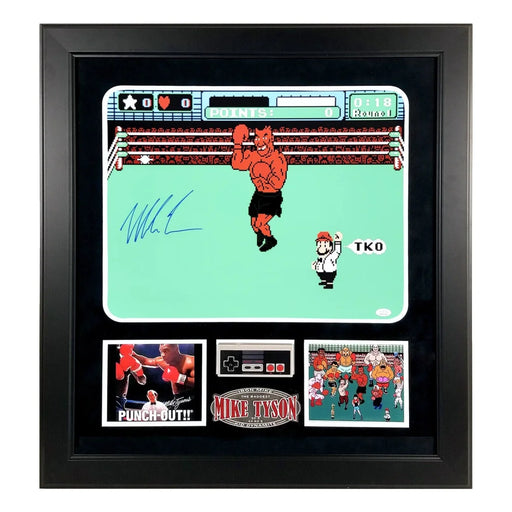 Mike Tyson Autographed Nintendo Punch Out 16x20 Photo Framed Signed JSA NES Game Controller