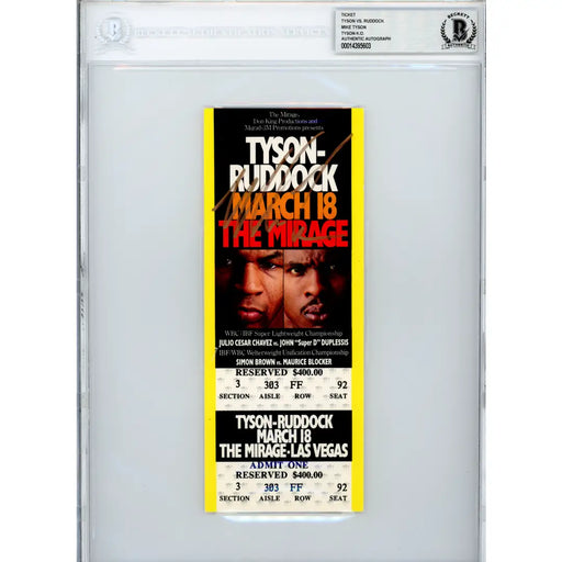 Mike Tyson Signed Authentic Ticket vs Ruddock 3/18/1991 COA BAS Autograph