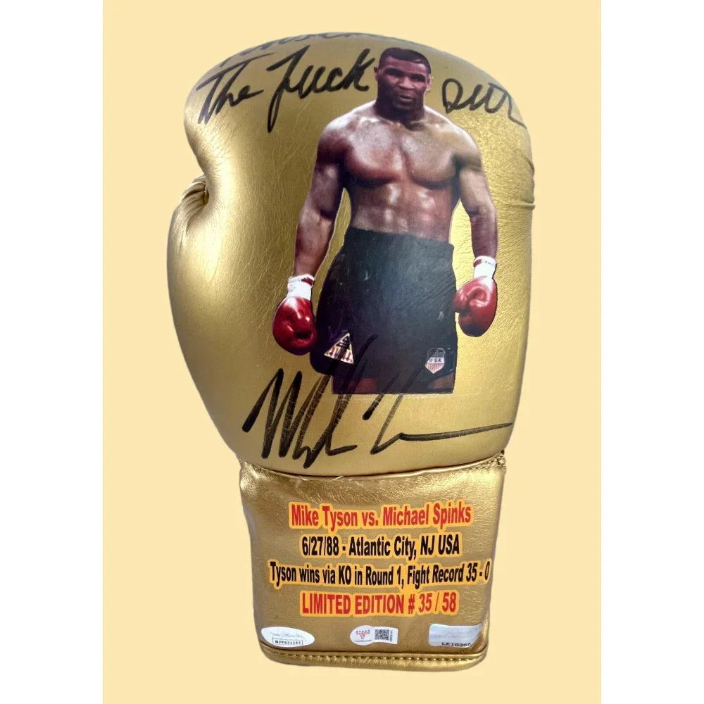 Mike Tyson Signed Vs. Glove *You Got Knocked The F--- Out* vs. Michael Spinks (#35/58)