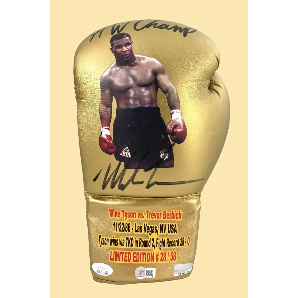 Mike Tyson Signed Vs. Glove *Youngest Heavyweight Champ* vs. Trevor Berbick (#28/58)