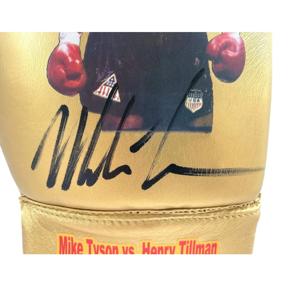 mike tyson handschuhe Mike Tyson Signed Tyson Vs. Limited Edition Gold Gloves #d/58