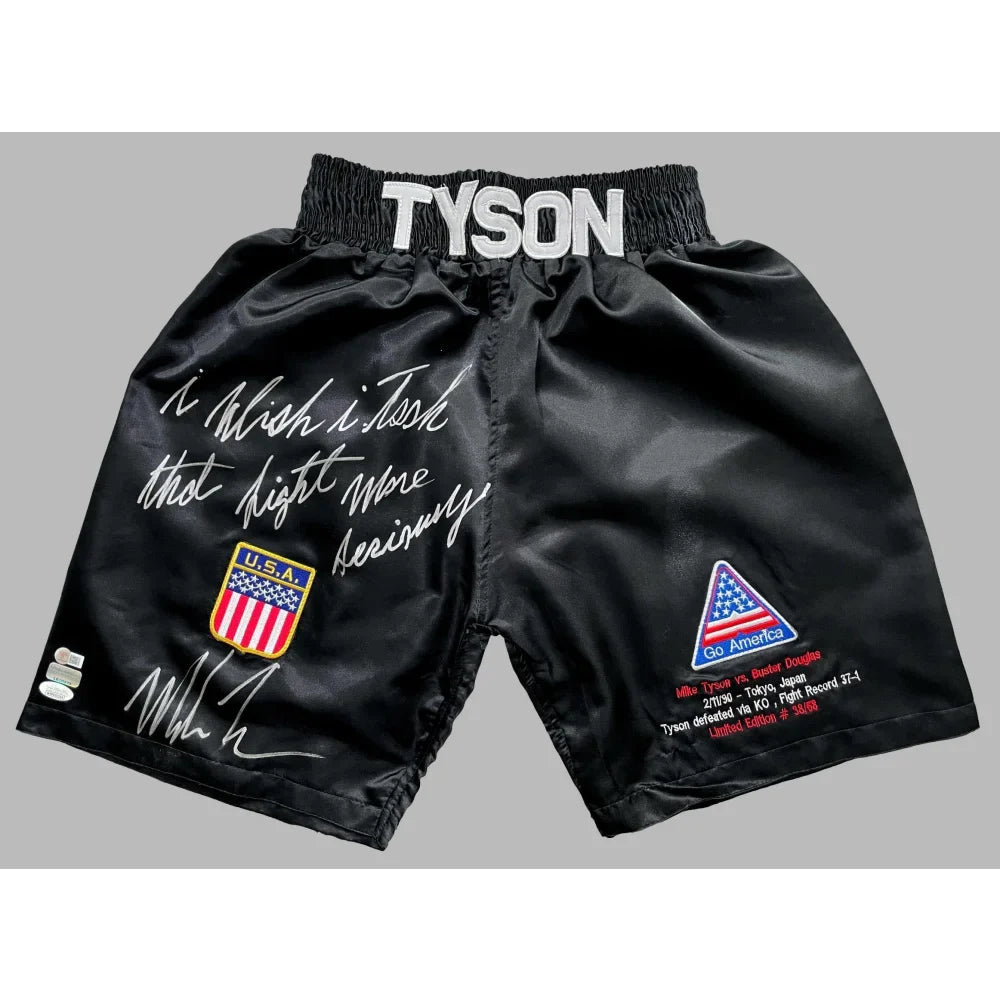 Mike Tyson Signed Vs. Trunks *I Wish I Took That Fight More Seriously* vs. Buster Douglas (#38/58)