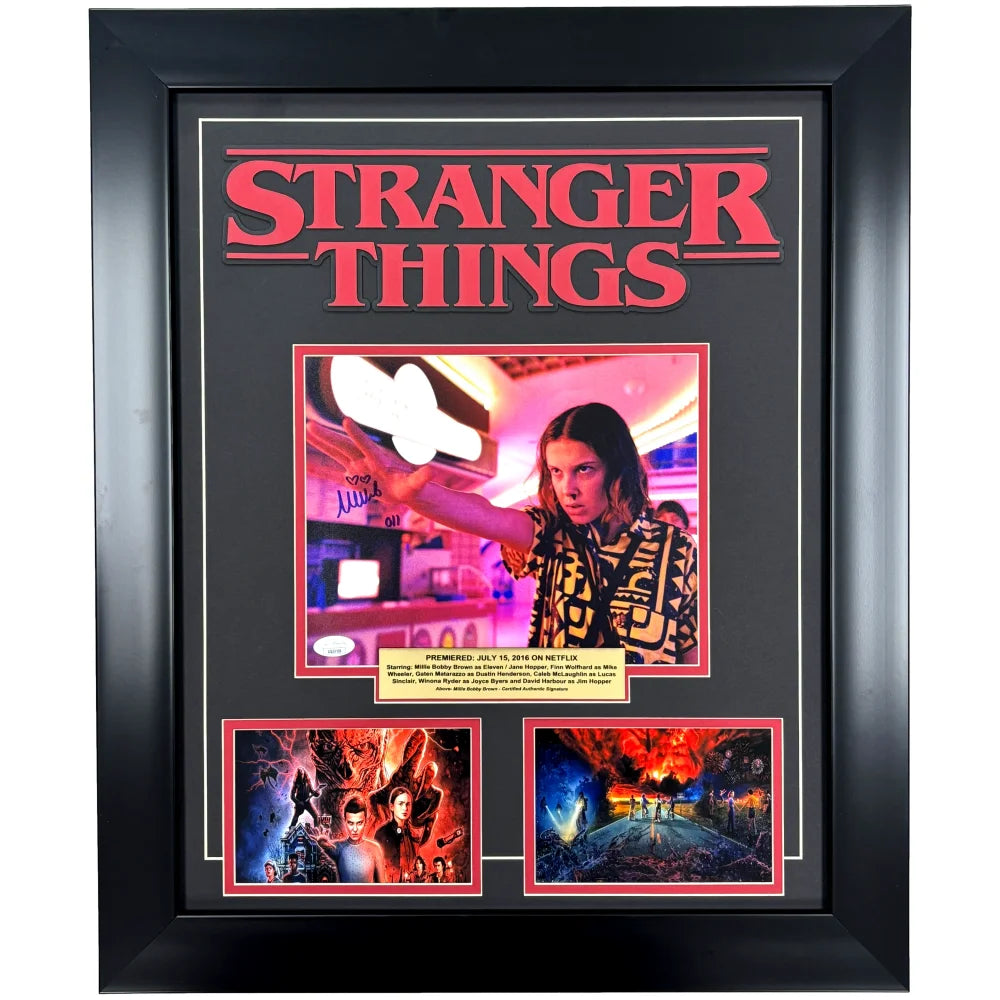 Millie Bobby Brown Autographed Stranger Things Eleven 8x10 Photo Framed JSA Signed 11
