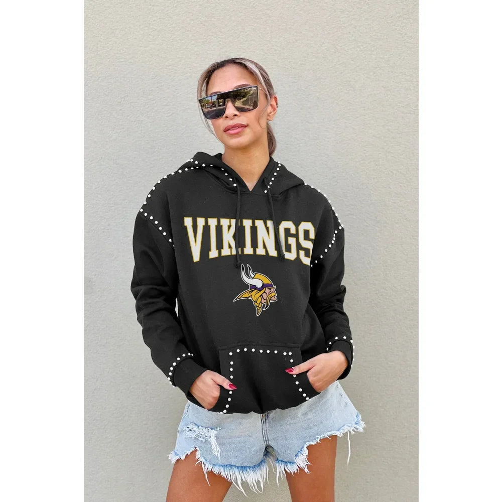 Minnesota Vikings Women’s Gameday Couture Studded Catch the Vibe Pullover Hoodie