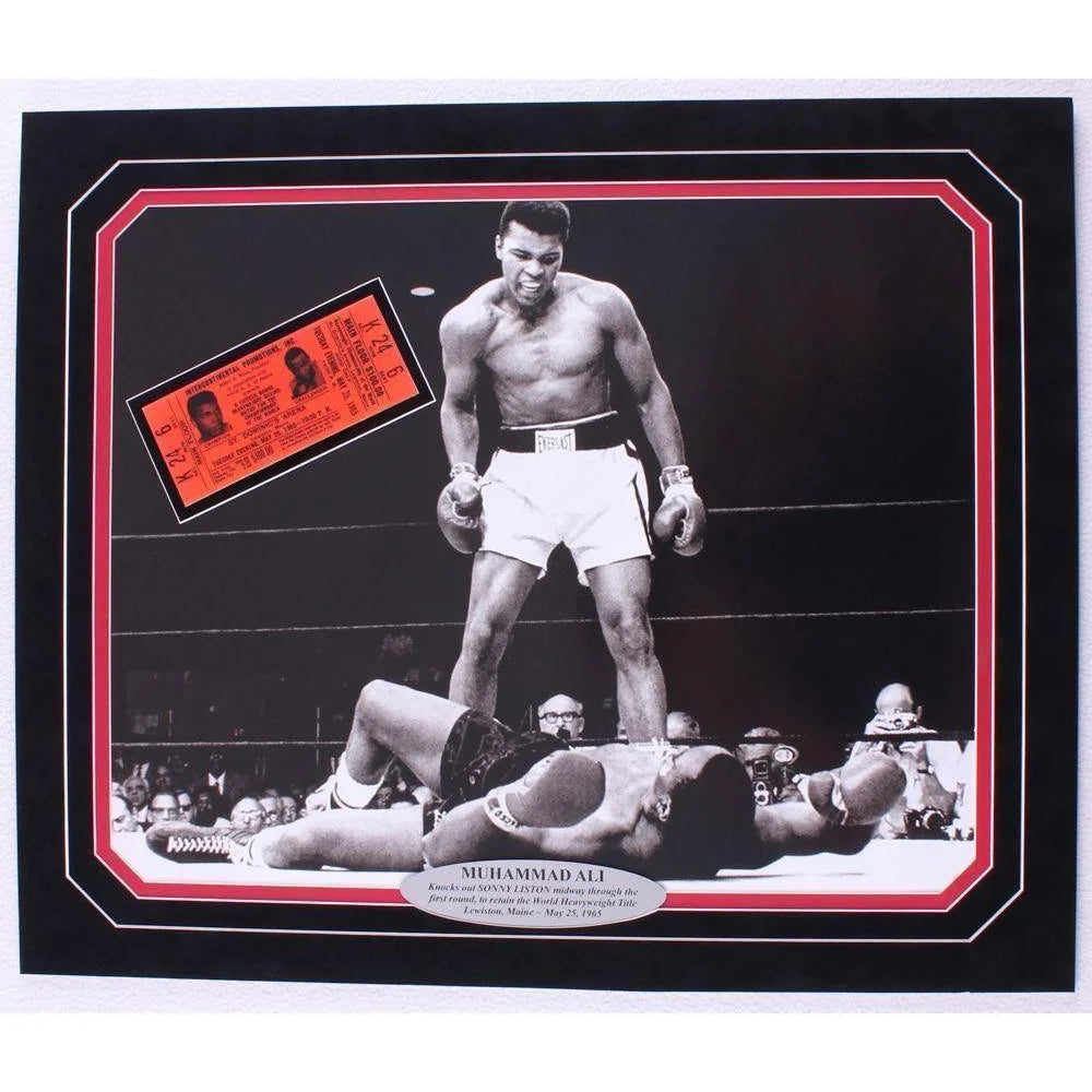 Muhammad Ali Framed 16X20 Over Sonny Liston W/ Replica Ticket Phantom Punch Clay