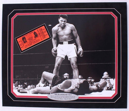 Muhammad Ali Framed 16X20 Over Sonny Liston W/ Replica Ticket Phantom Punch Clay