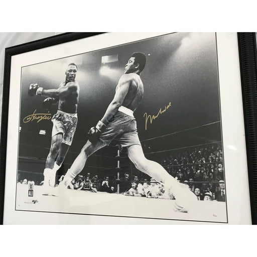 Muhammad Ali / Joe Frazier Dual Signed 30X40 Photo COA Online Authentics Framed