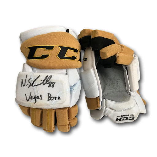 Nate Schmidt Signed & Game Used 2017 Inaugural Season Vegas Golden Knights Gloves JSA COA