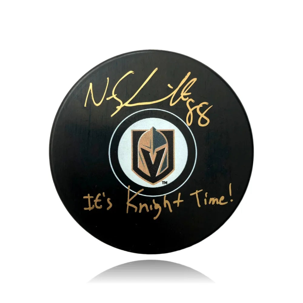 Nate Schmidt Signed Inscribed ’It’s Knight Time’ Vegas Golden Knights Puck Autograph BAS COA