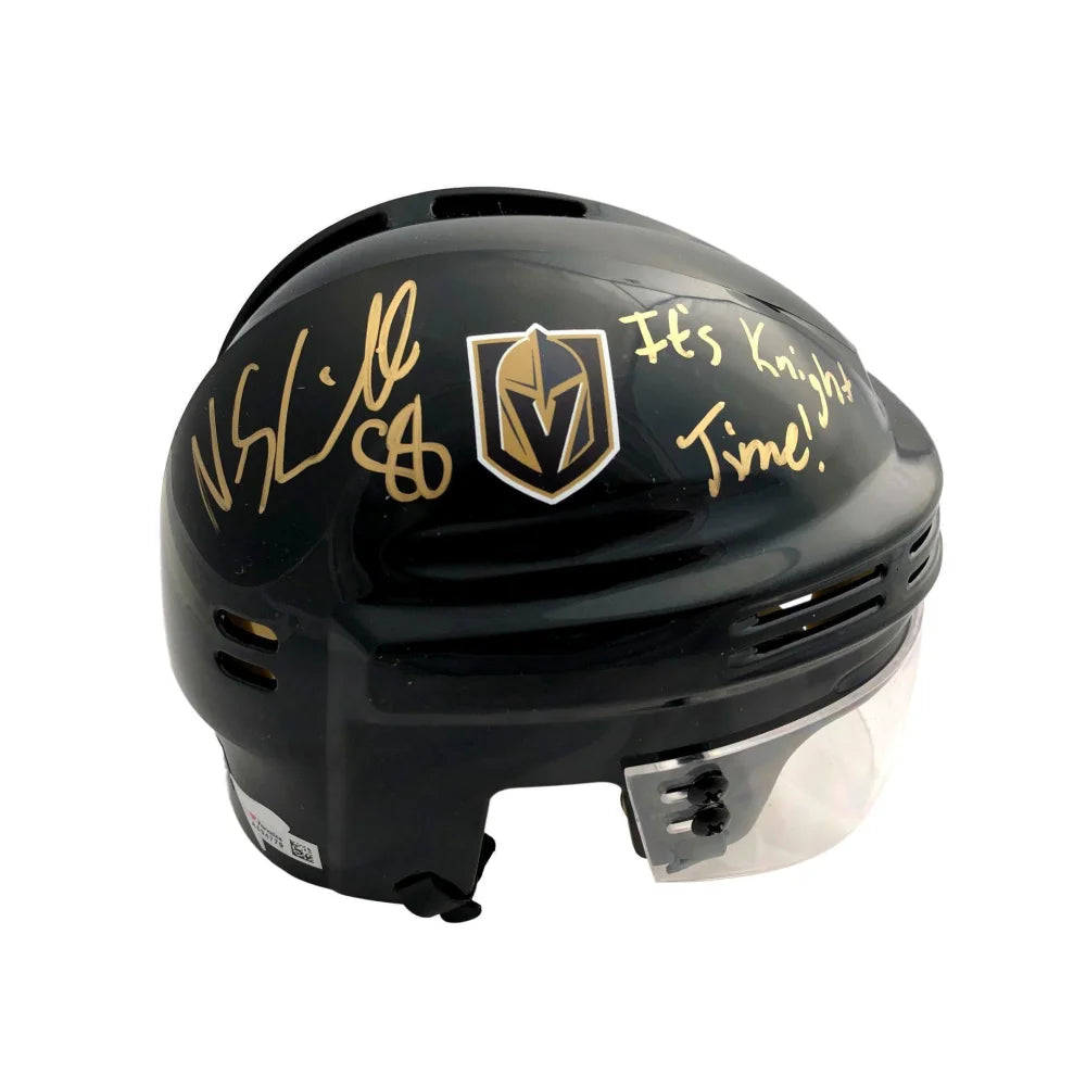 Nate Schmidt Signed Vegas Golden Knights Inscribed ’It’s Knight Time’ Mini Helmet COA