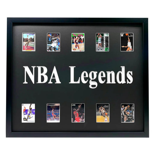 NBA Basketball Legends Framed 10 Trading Card Collage Lot LeBron Jordan Kobe Jabbar Magic