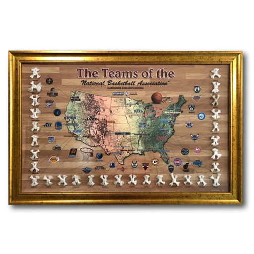 NBA Game Used Net Map Framed #D/50 - Featuring Authentic From All 30 Teams ’Hardwood Exclusive Edition’ Kobe Bryant