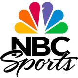 NBC Sports logo featuring a peacock symbol in rainbow colors above stylized text.