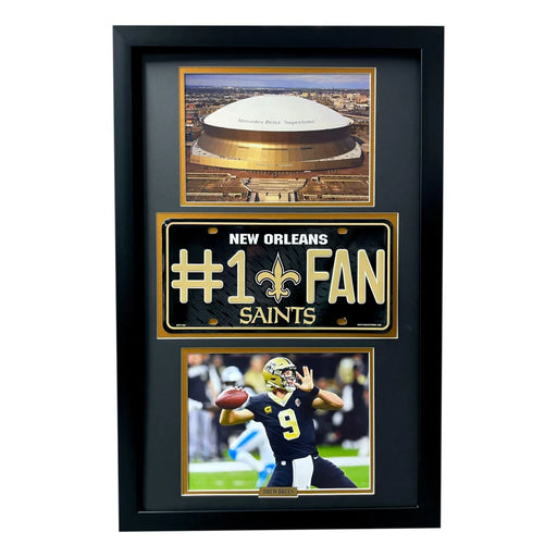 New Orleans Saints Fan License Plate Framed Collage Memorabilia Drew Brees