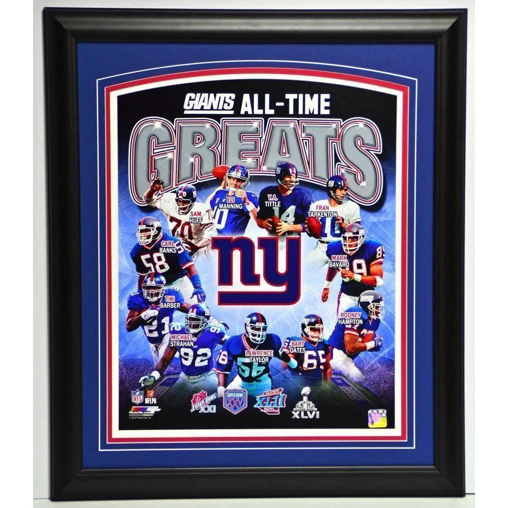 New York Giants Legends Super Bowl 20X24 Framed 16X20 Manning Strahan Taylor