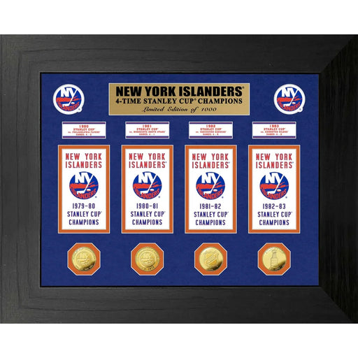 New York Islanders Stanley Cup Banners / Gold Coin Framed Collage