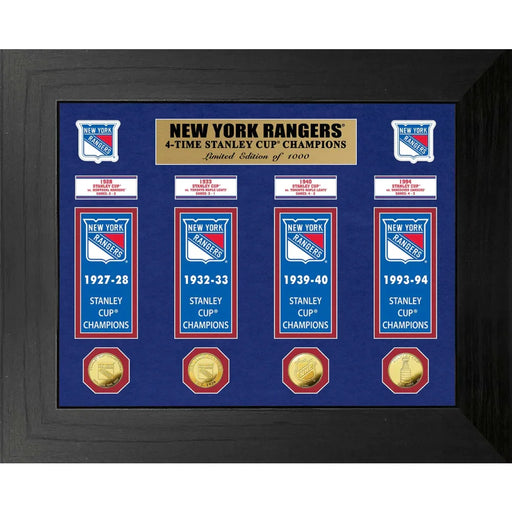 New York Rangers Stanley Cup Banners / Gold Coin Framed Collage