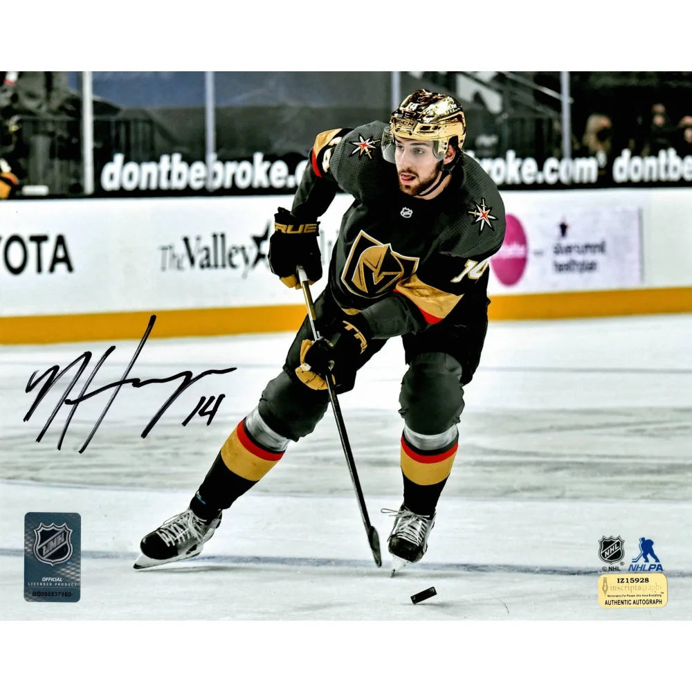 Nic Hague Autographed Vegas Golden Knights 8x10 Photo COA Inscriptagraphs Signed - Grey