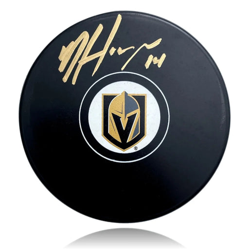 Nic Hague Autographed Vegas Golden Knights Logo Puck COA Inscriptagraphs Signed Memorabilia