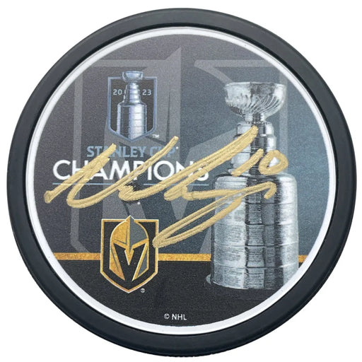 Nicolas Roy Autographed Stanley Cup Vegas Golden Knights Hockey Puck COA IGM
