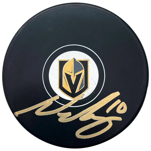 Nicolas Roy Autographed Vegas Golden Knights Logo Hockey Puck COA IGM Signed