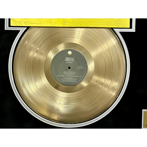 Nirvana In Utero Original Unused Backstage Pass Gold Record Framed Kurt Cobain Memorabilia