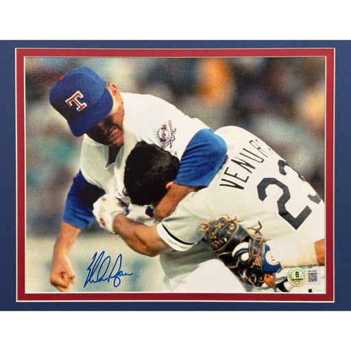 Nolan Ryan Signed Dual 8x Frame Bloody Lip & Fight COA Player Holo Autograph Rangers