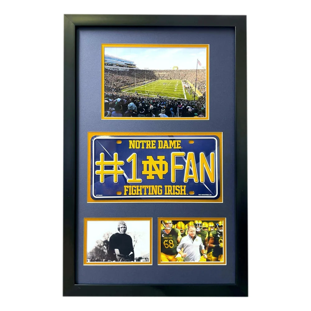 Notre Dame Fighting Irish Fan License Plate Framed Collage Memorabilia