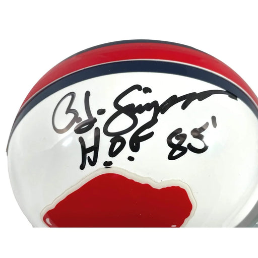 O.J. Simpson Signed Inscribed ’HOF 85’’ Buffalo Bills Throwback Mini Helmet JSA COA