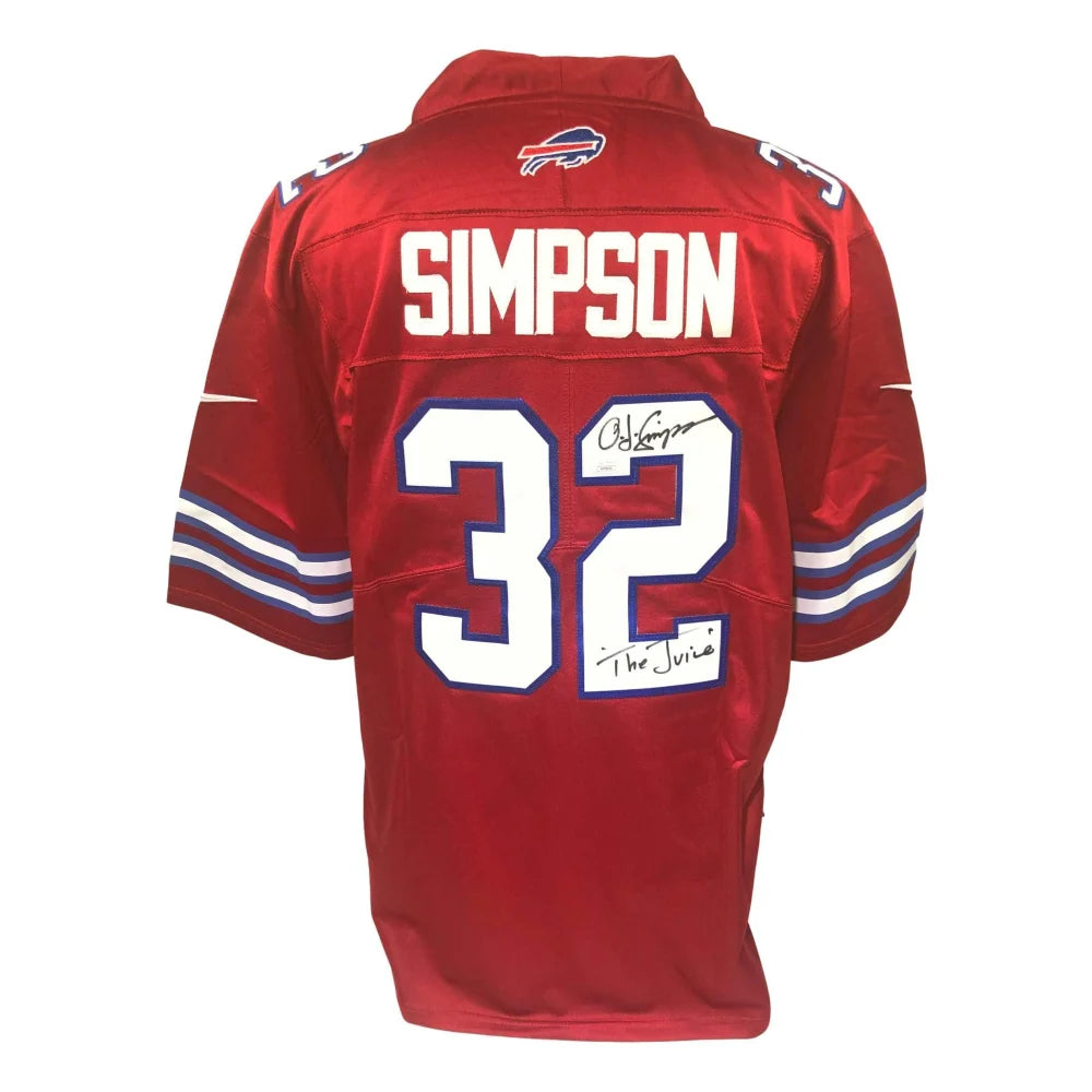 O.J. Simpson Signed Red Buffalo Bills Jersey #32 Inscribed ’The Juice’ JSA COA