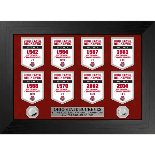 Ohio State Buckeyes NCAA Football National Championship Banner / Silver Coin Framed Collage