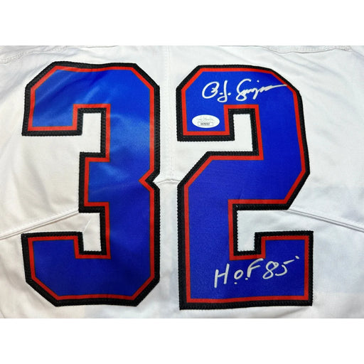 OJ Simpson Signed Inscribed ’HOF 85’’ Buffalo Bills Jersey JSA COA White O.J.