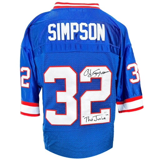 OJ Simpson Signed Inscribed ’The Juice’ Buffalo Bills Jersey JSA COA Blue O.J.