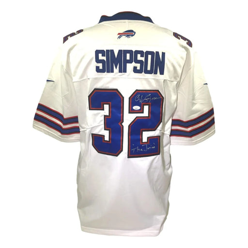 OJ Simpson Signed White Buffalo Bills Jersey #32 Inscribed ’The Juice’ JSA COA