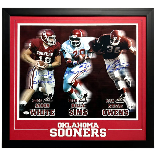 Oklahoma Sooners Heisman Trophy Winners Autographed 16x20 Photo Framed JSA Signed