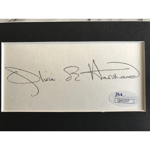 Olivia De Havilland Signed Index Card Collage 8X10 Photo JSA COA Autograph