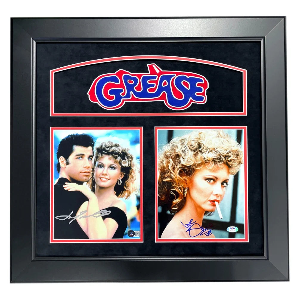 Olivia Newton-John / John Travolta Grease Signed 8x10 Photo Collage Framed BAS PSA COA