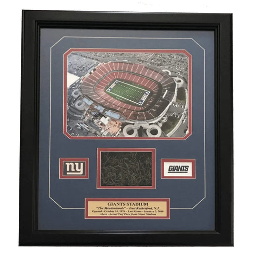 Original Giants Stadium Game Used Turf Collage #D/100 NY Frame