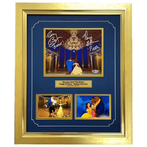 Paige O’Hara & Robby Benson Signed Beauty The Beast 8x10 Photo Framed BAS Autograph