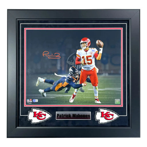 Patrick Mahomes Autographed Kansas City Chiefs 16x20 Photo Framed BAS Signed KC