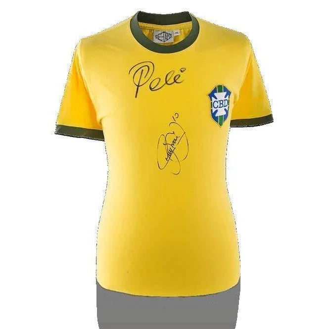 Pele / Neymar Jr Dual Signed Brazil Jersey World Cup Autograph COA Cbd Brasil