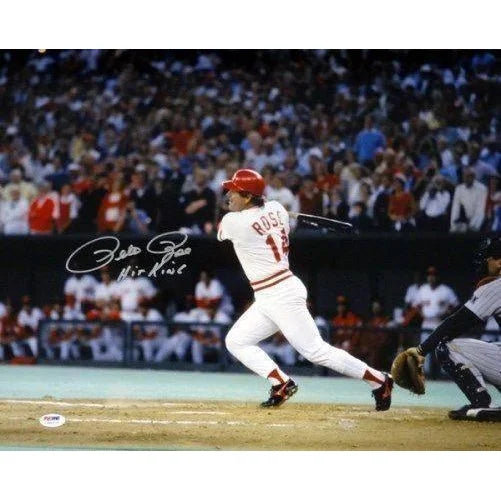 Pete Rose Signed & Framed 16X20 PSA/DNA COA Inscribed ’Hit King’ Autograph Reds