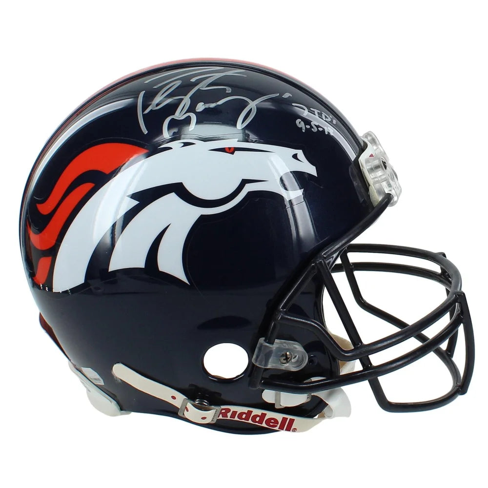 Peyton Manning Autographed Inscribed ’7 TDs’ Denver Broncos FS Helmet Mounted COA Signed