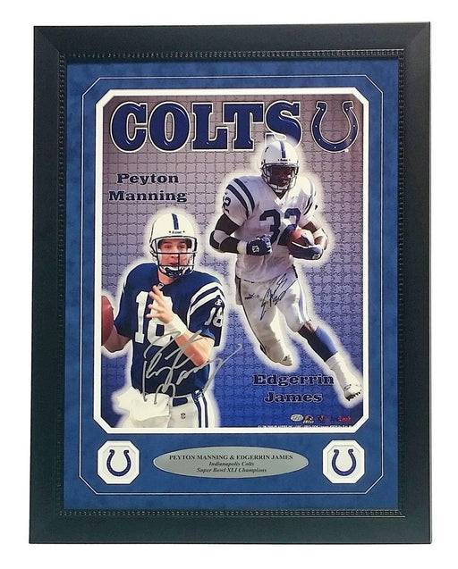 Peyton Manning / Edgerrin James Signed Framed 16X COA Mounted Colts Autograph