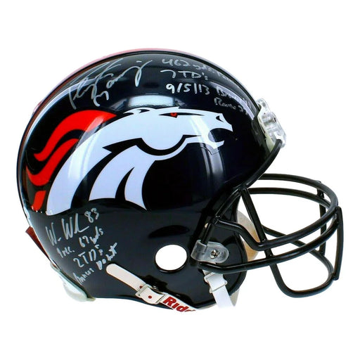 Peyton Manning / Wes Welker Dual Autographed Denver Broncos FS Helmet #D/6 Inscribed JSA COA