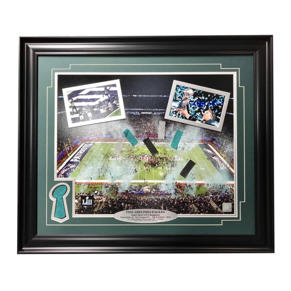 Philadelphia Eagles Super Bowl Champions Authentic Confetti Framed 16X20 Collage