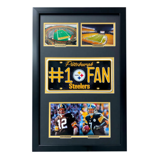 Pittsburgh Steelers Fan License Plate Framed Collage Memorabilia - Roethlisberger Bradshaw