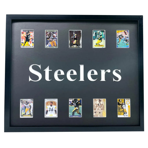 Pittsburgh Steelers Framed 10 Football Card Collage Lot Bradshaw Bettis Ward